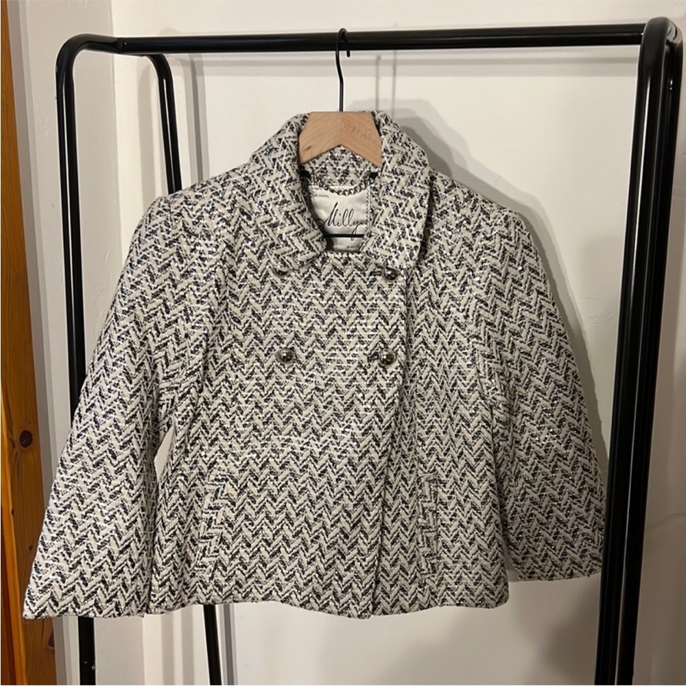 Milly Black and White Tweed Blazer